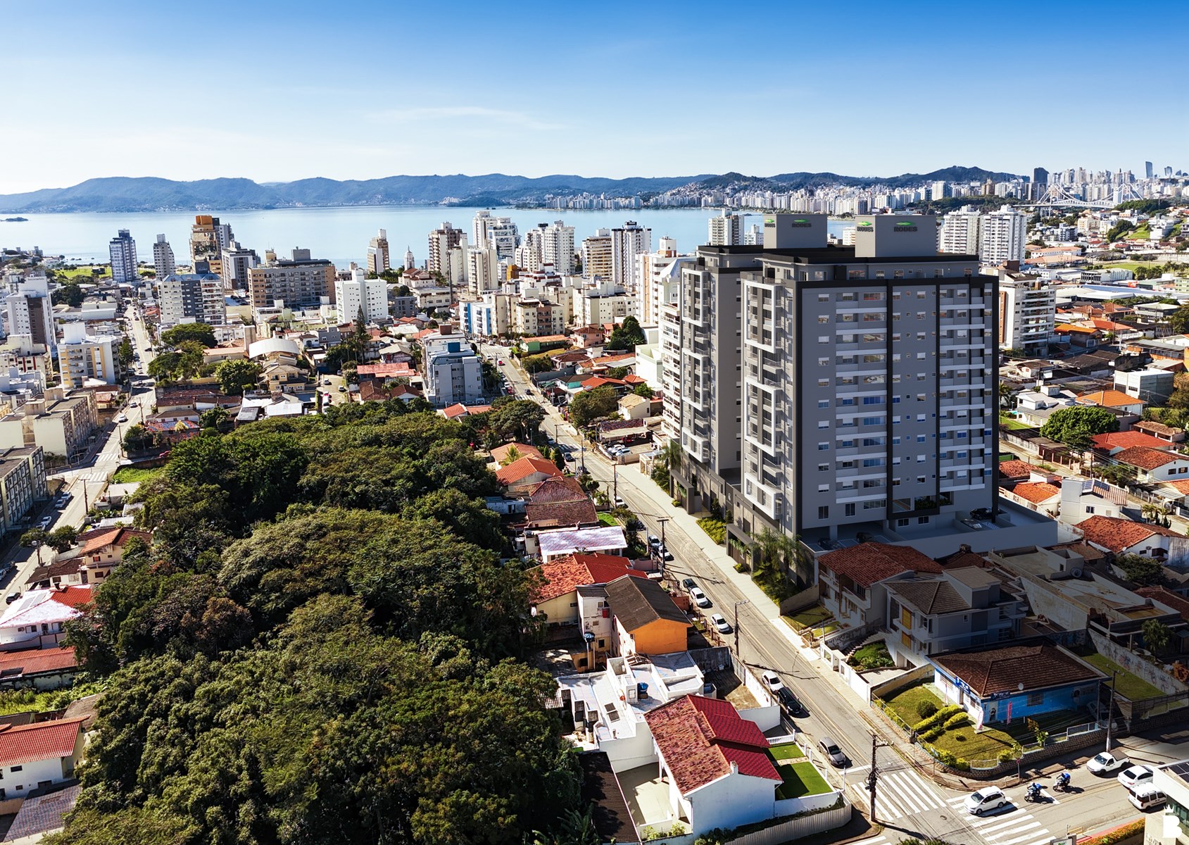Orquídea e Rosa Branca — vista aérea